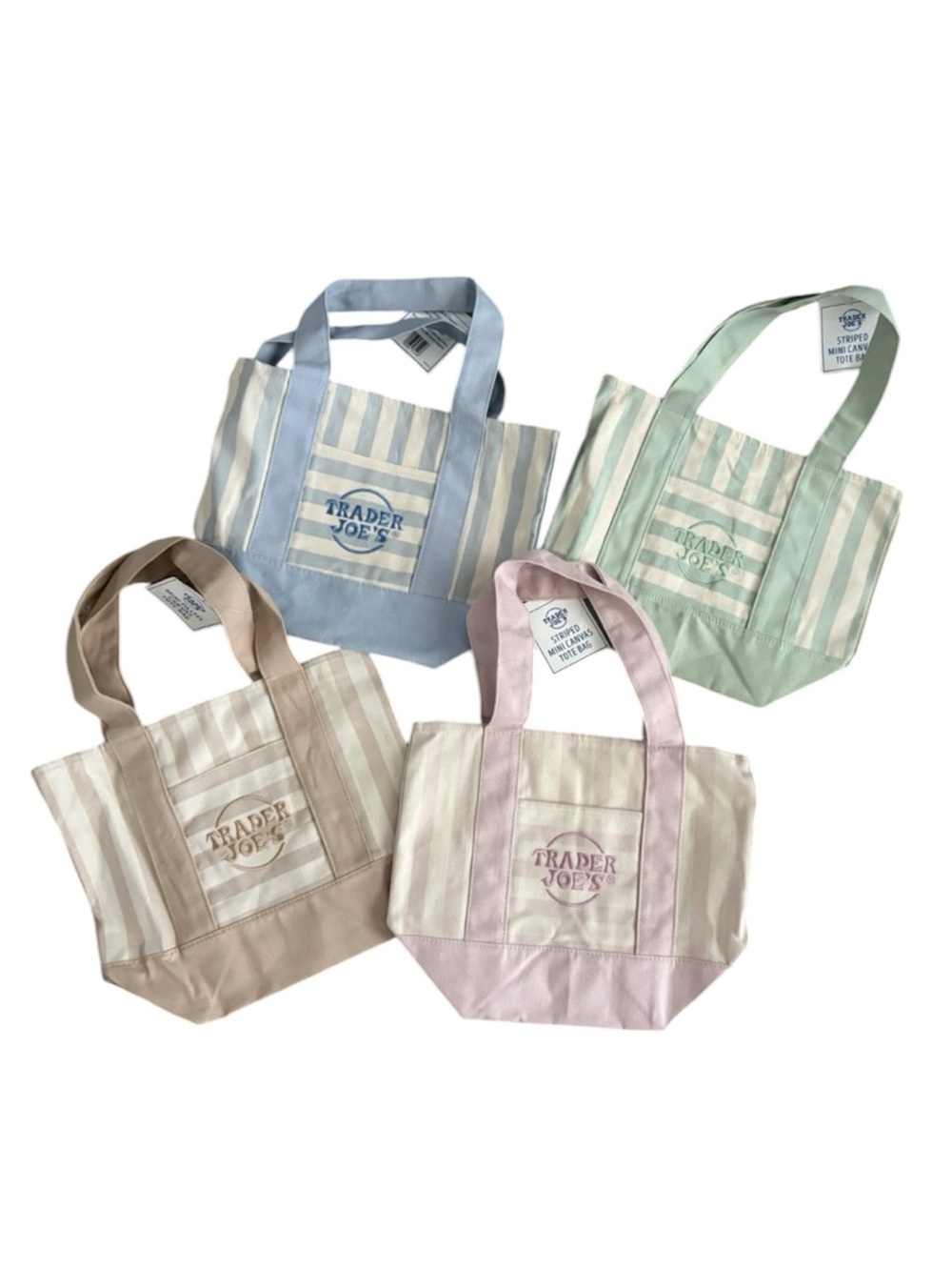 Trader Joe's Striped Mini Canvas Totes Summer 2026 Complete Set of 4 NWT